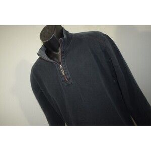 Tommy Bahama Reversible Sweater Black / Gray Zip Neck Pullover Mens Size Large